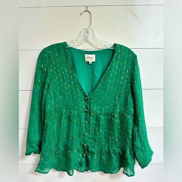 Sezane Tops - Sezane Green Blouse